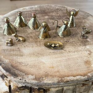 Vintage Nativity Set Brass Copper Laton Mexico Creche 11 PC Set